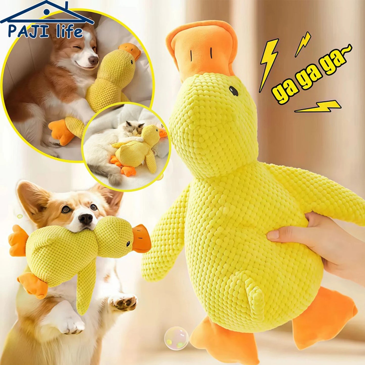 Duck Plush Dog Toy – Quacking Squeaky Chew Toy for Small, Medium & Large Dogs
