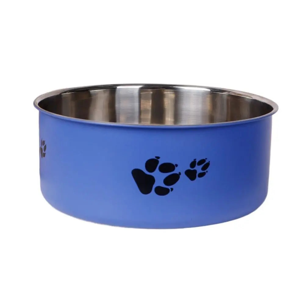 Stainless Steel Pet Food Bowl – Cartoon Footprint Anti-Slip Dog Bowl