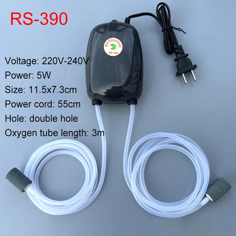 Aquarium Oxygen Air Pump Fish Tank Compressor Ultra Silent Oxygenator Bubble Aerator Portable Aquarium Accessories 220V 3W 5W