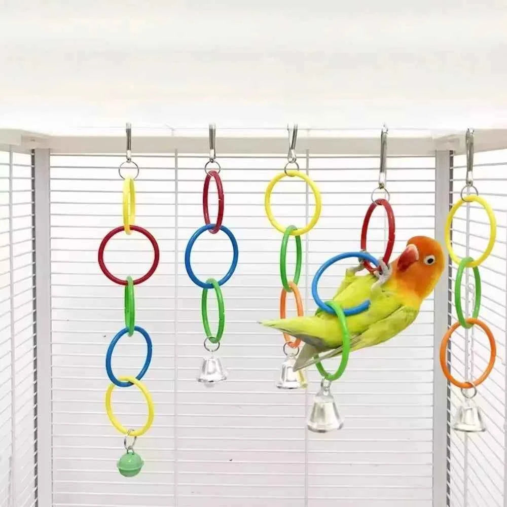 Colorful Plastic Hanging Ring Toy Birds Use To Play and Relieve Boredom Climbing Swing Interactive Toy for Bird Cage Accessories