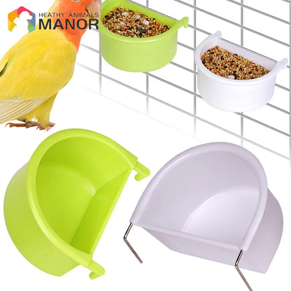 New 2pcs Bird Food Feeding Dish Easy to Install Bird Cage Feeder Bowl for Small Animals Budgie Parrot Parakeets Lovebirds