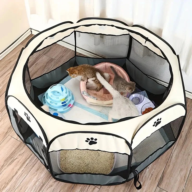 Cat maternity room octagonal pet fence Oxford cloth waterproof and scratch-resistant foldable pet tent cat nest kennel