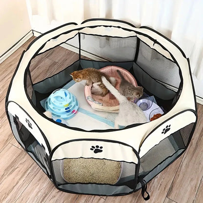 Cat maternity room octagonal pet fence Oxford cloth waterproof and scratch-resistant foldable pet tent cat nest kennel
