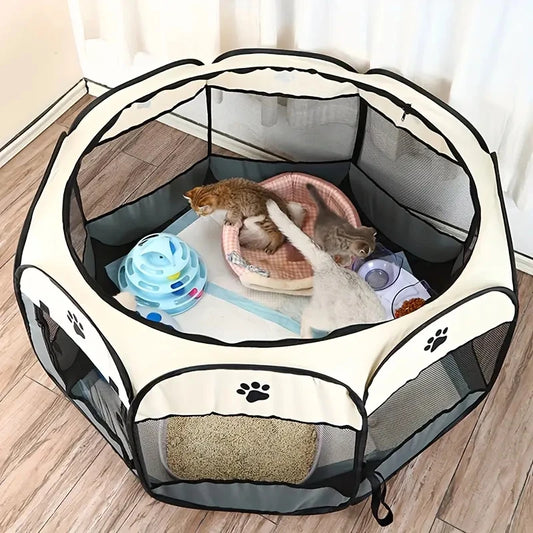 Cat maternity room octagonal pet fence Oxford cloth waterproof and scratch-resistant foldable pet tent cat nest kennel