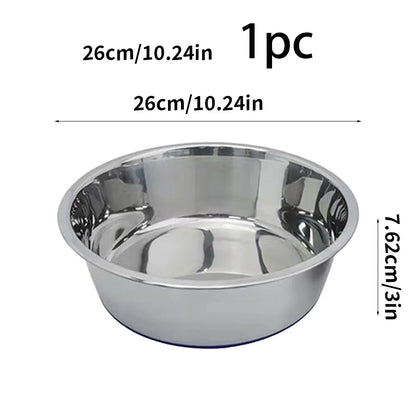 Stainless steel dog bowl, three sizes, with silicone anti slip bottom, durable dog bowl, suitable for small, medium and large