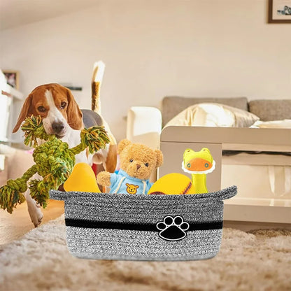 Pet Toy Organizer Basket – Woven Storage Bin for Toys & Accessories