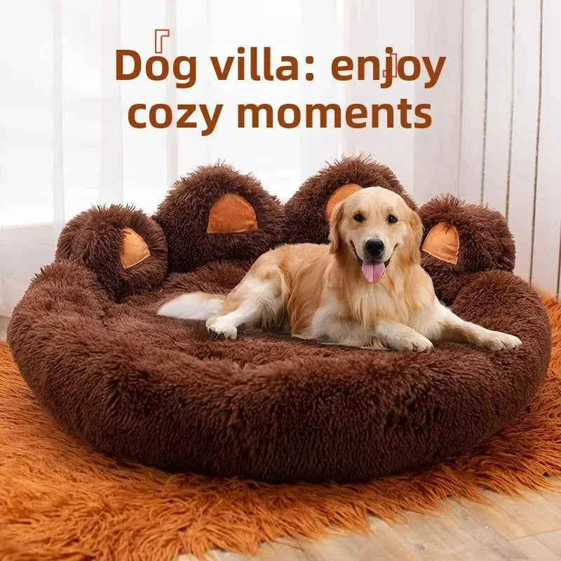Fluffy Dog Bed Winter Warm Large Pet Products Small Sofa Baskets Pets Kennel Mat Puppy Cats Supplies Basket Blanket Accessories