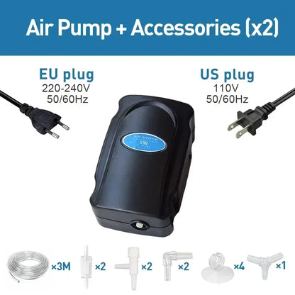 Fish Tank Bubble Pump – Silent 5W Aquarium Air Pump for Oxygenation
