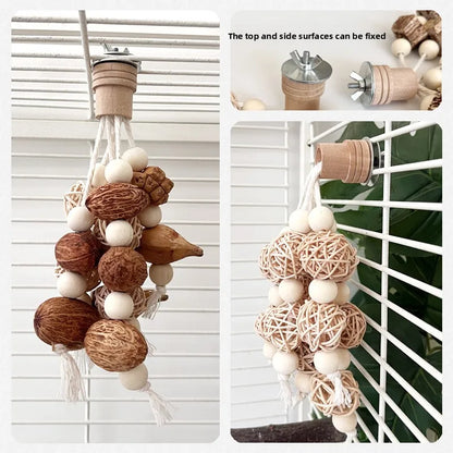 Funny Bird Chewing Toy Cotton Rope Pinecone Parrot Toy Bite Resistant Birds Tearing Toy Cockatiels Training Cage Toys Accessries