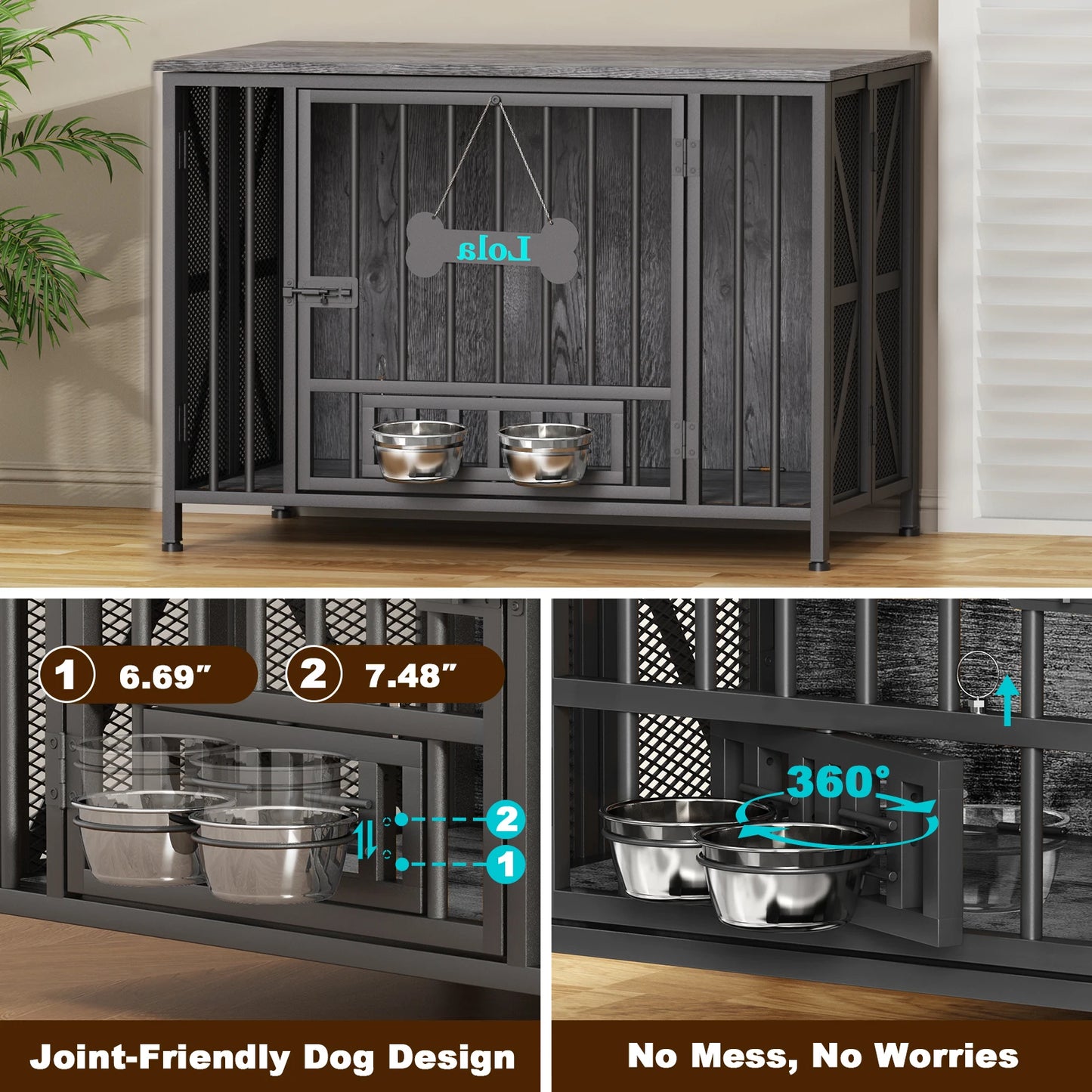 Assembly-Free Dog Kennel – Foldable Furniture-Style Crate for Large Dogs