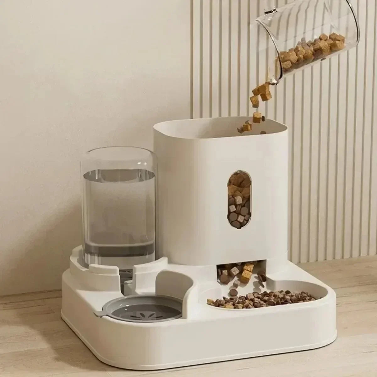 Pet Food Dispenser with Water Fountain – Automatic Feeding Bowl for Cats & Dogs