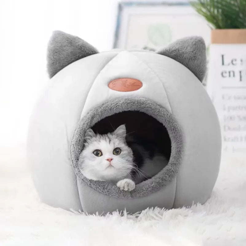 Enclosed Cat Bed House – Warm Cozy Tent Bed for Indoor Pets
