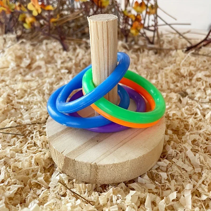 Fun Wooden Parrot Toy – Interactive Exercise Ring for Parakeets & Birds
