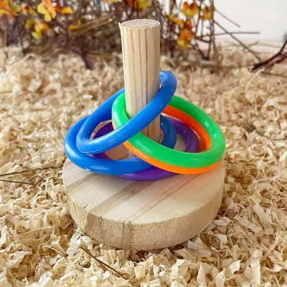 Fun Wooden Parrot Toy – Interactive Exercise Ring for Parakeets & Birds
