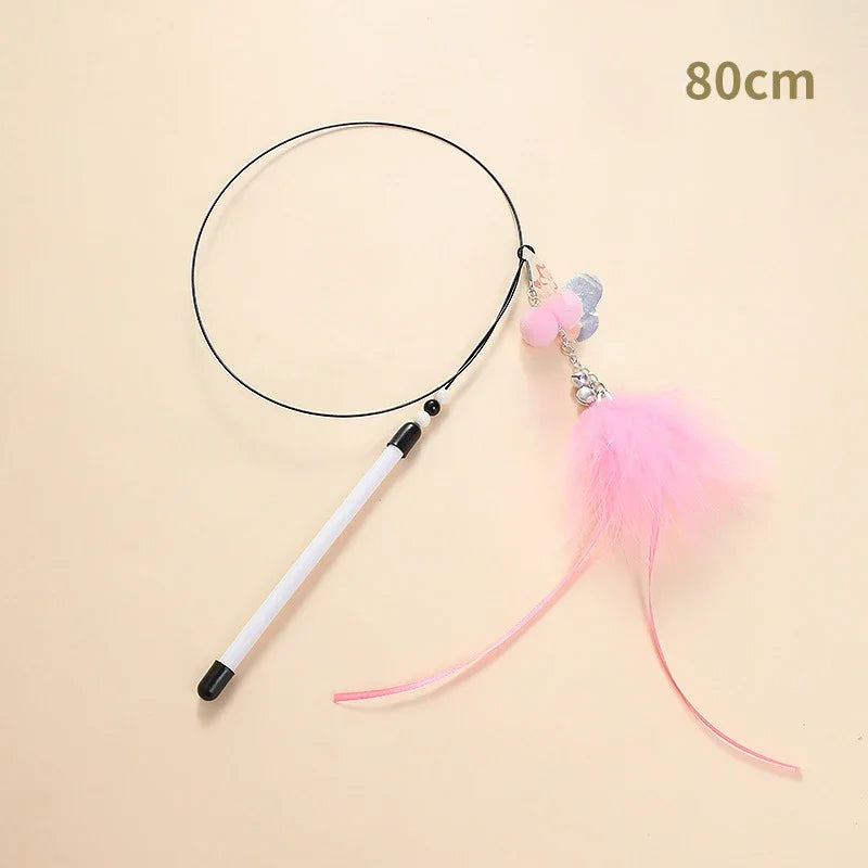 Cat Feather Teaser – Extendable Play Wand with Bell for Exercise & Fun