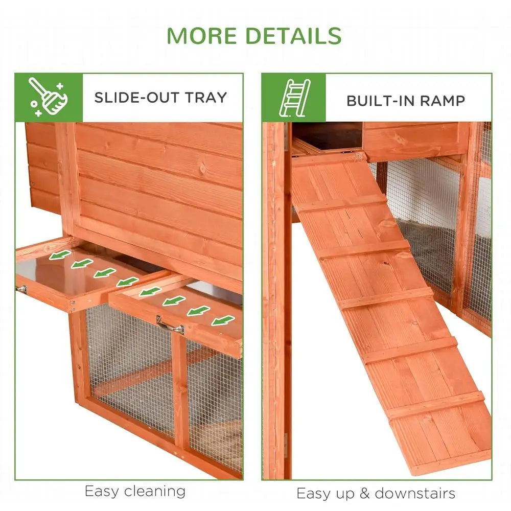 Large Wooden Chicken Coop with Run and Inner Hen House for Garden & Backyard