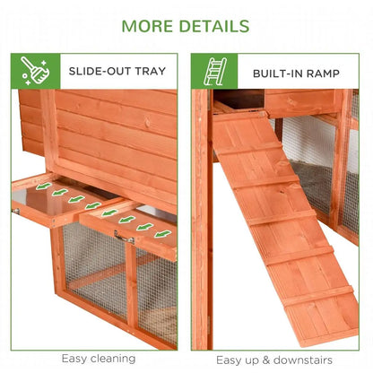 Large Wooden Chicken Coop with Run and Inner Hen House for Garden & Backyard