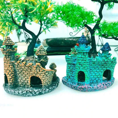 1Pcs Aquarium Creative Ornaments Simulation Resin Castle Fishbowl Retro Landscape Dodge House Fish Tank Accessories