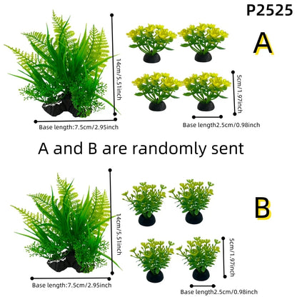 Fish Tank Plastic Plants – Simulation Aquarium Grass Ornaments (5PCS)