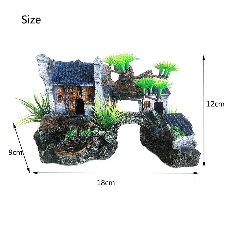 Fish Tank Rockery Ornament – Resin Mountain & Tree Aquascape Decor