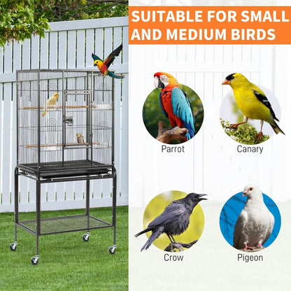 Heavy Duty Bird Cage – 53-Inch Cage with Wheels & Removable Slide-Out Tray