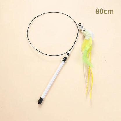 Cat Feather Teaser – Extendable Play Wand with Bell for Exercise & Fun