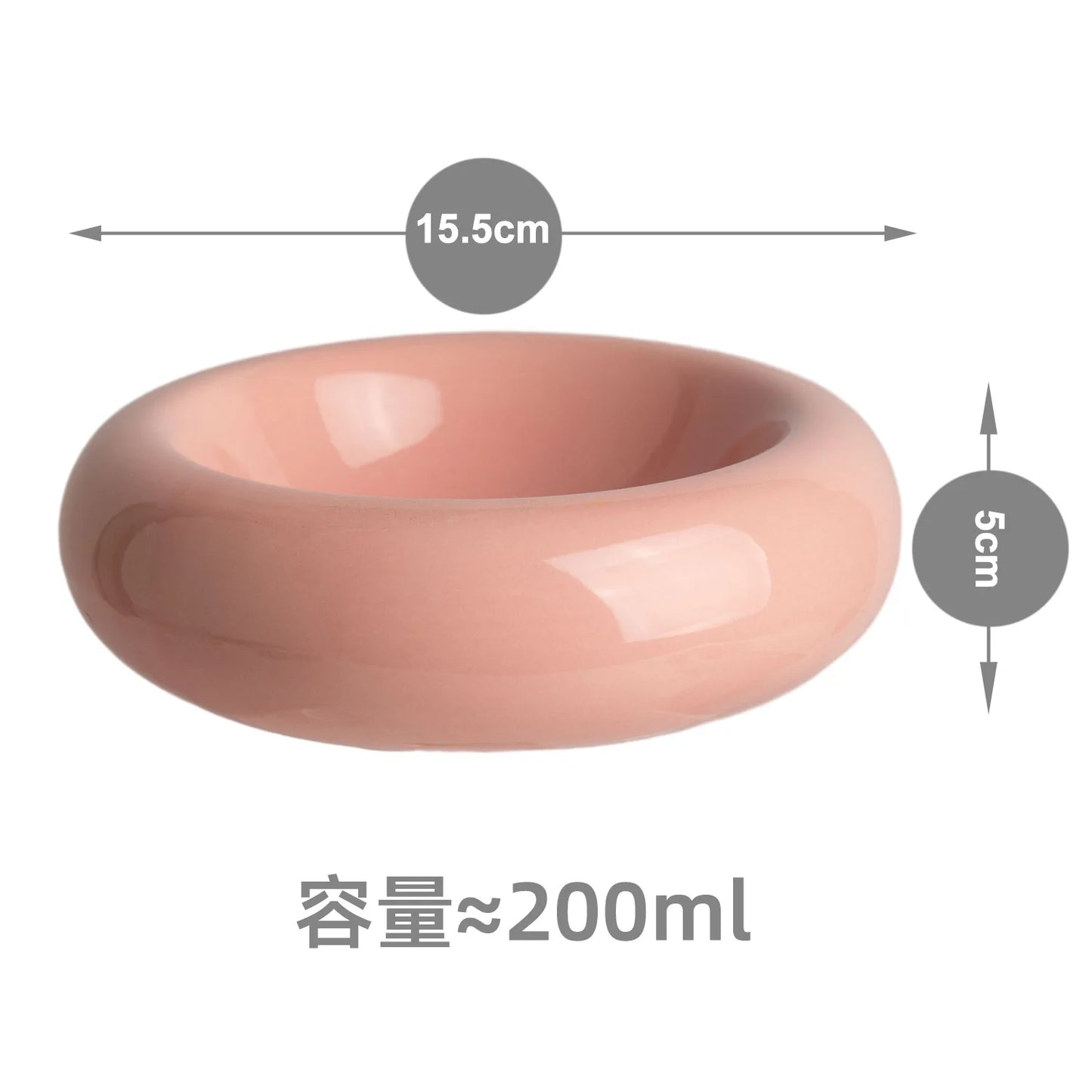 Non-Slip Ceramic Pet Bowl – Cute Donut-Shaped Cat Snack & Food Dish