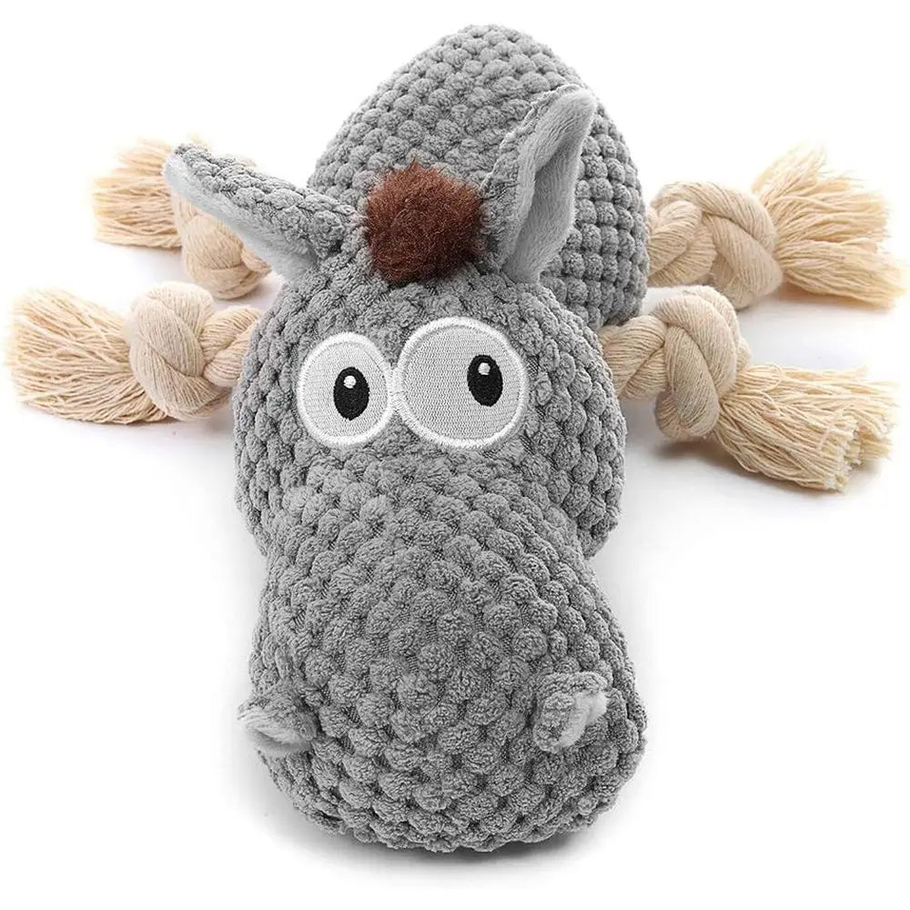 Grey Donkey-Shaped Large Squeaky Dog Toy for Small to Large Dogs