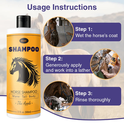 Moisturizing Horse Coat Shampoo – Apple-Scented Mane & Tail Care for All Breeds