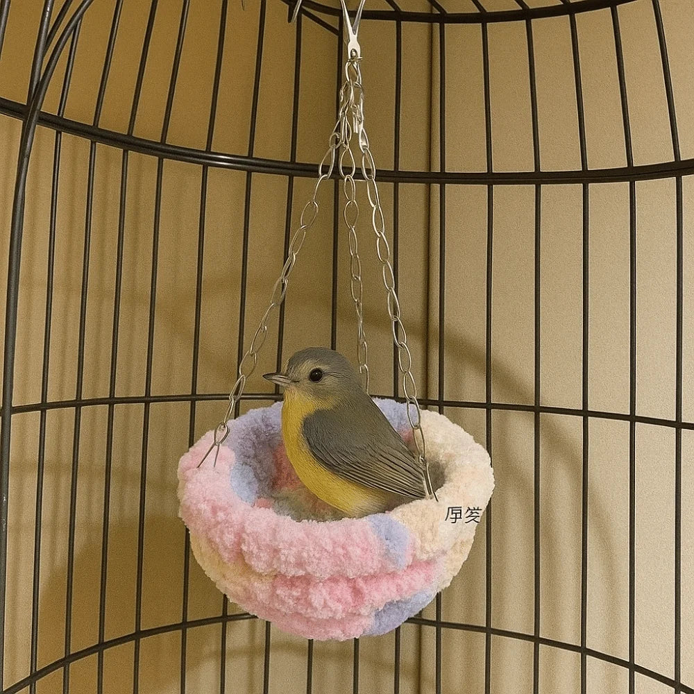 Bird Bed Hideout Warm Bird Hanging Hammock Thicken Bite Resistant Parrot Cotton Nest Comfortable Soft Bird Cage Swing Bird Cage