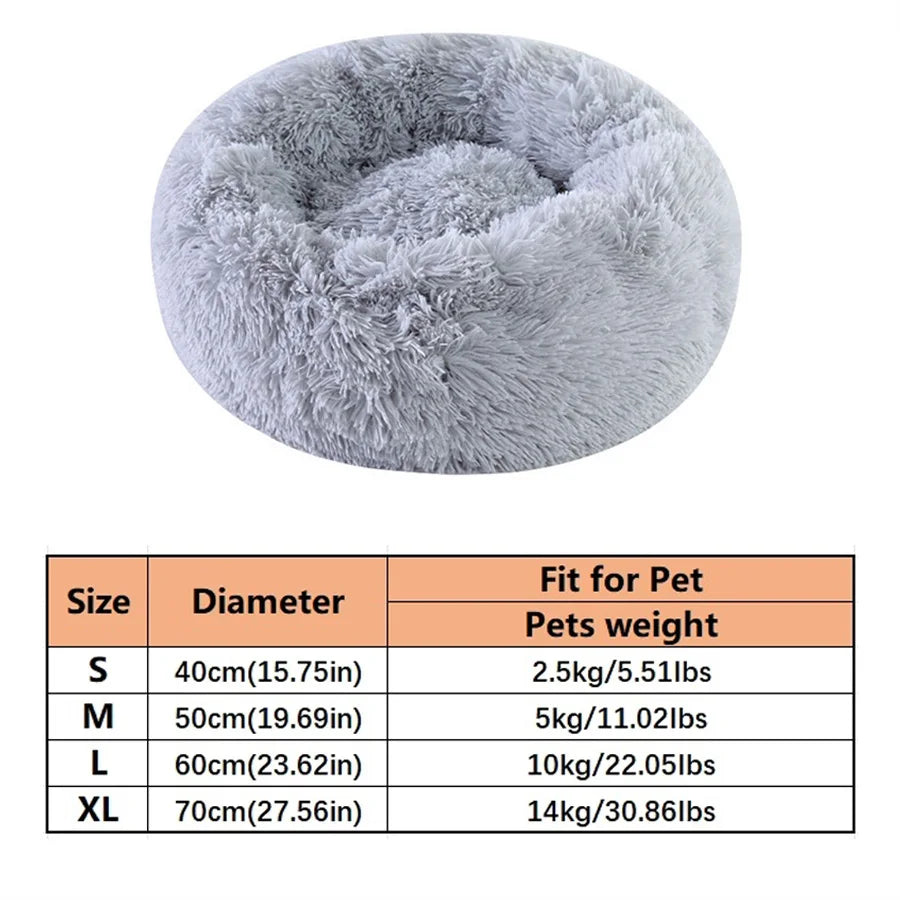 Soft Round Pet Bed – Warm Plush Donut Bed for Small & Medium Pets
