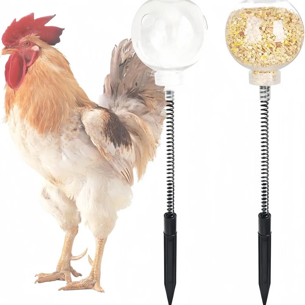 2PCS Chicken Pecking Toy Set – Automatic Treat Ball Feeders for Chickens & Ducks