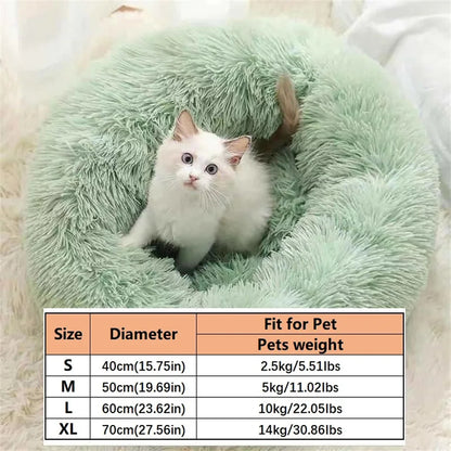 Soft Round Pet Bed – Warm Plush Donut Bed for Small & Medium Pets