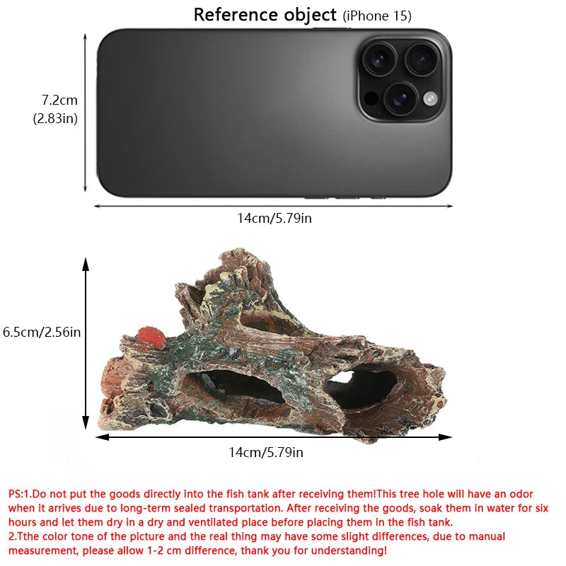 1PC Aquarium Tree Trunk Resin for Fish Tank Decoration for Hiding Shrimp and Fish Landscape Rock Hiding Cave Tree Decoration