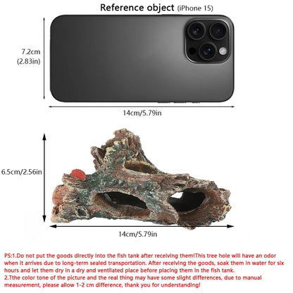 1PC Aquarium Tree Trunk Resin for Fish Tank Decoration for Hiding Shrimp and Fish Landscape Rock Hiding Cave Tree Decoration