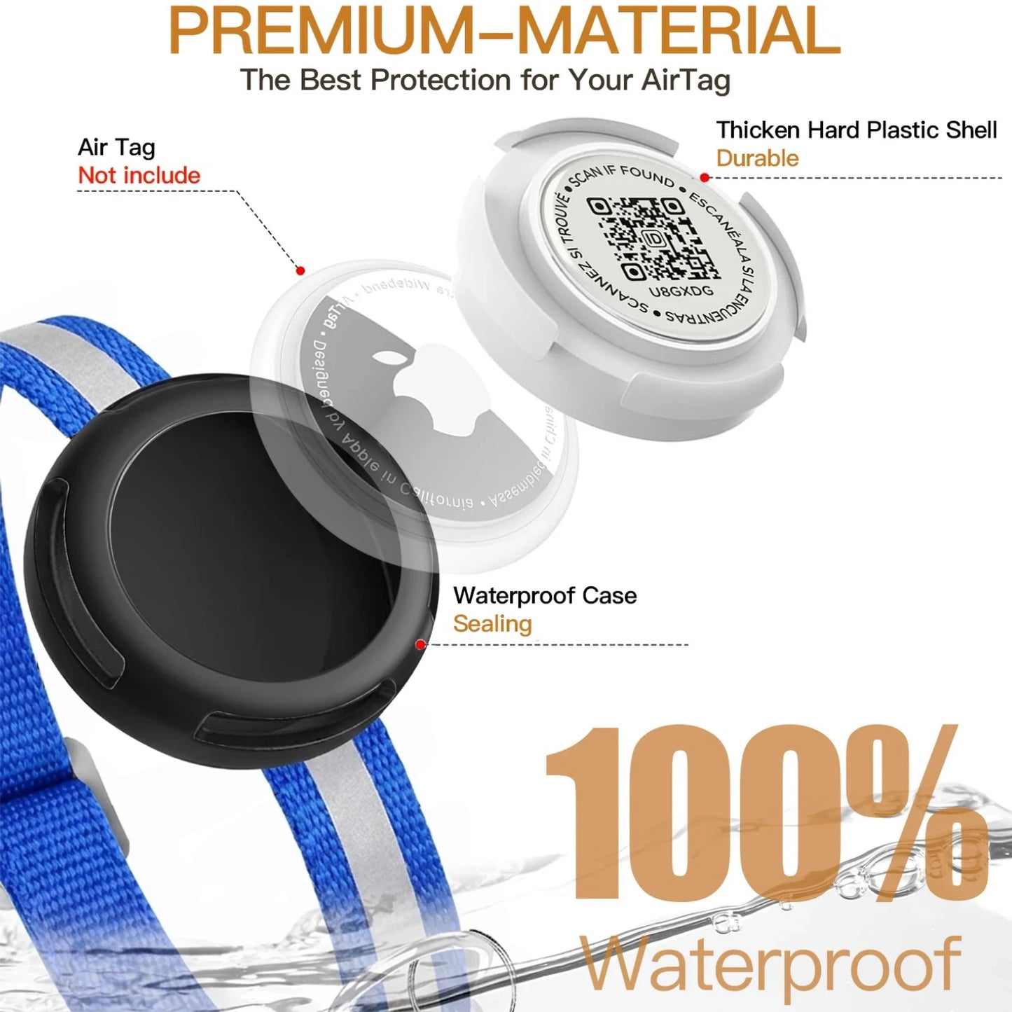 AirTag Cat Collar with Air tag Holder & Pet Name QR Code Dual Protection Reflective Pet Collar for Kitten Puppy (No Airtag)