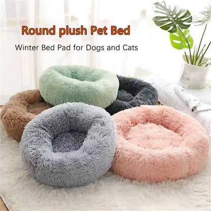 Soft Round Pet Bed – Warm Plush Donut Bed for Small & Medium Pets