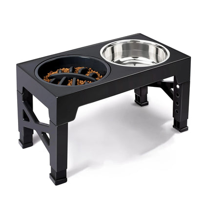 Elevated Dog Feeding Station – Height-Adjustable Stand with Food & Water Bowls