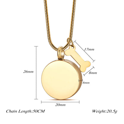 Stainless Steel Ashes Necklace – Custom Paw Print Cremation Keepsake Jewelry