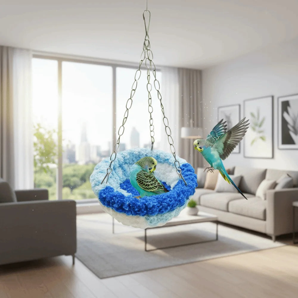 Bird Bed Hideout Warm Bird Hanging Hammock Thicken Bite Resistant Parrot Cotton Nest Comfortable Soft Bird Cage Swing Bird Cage