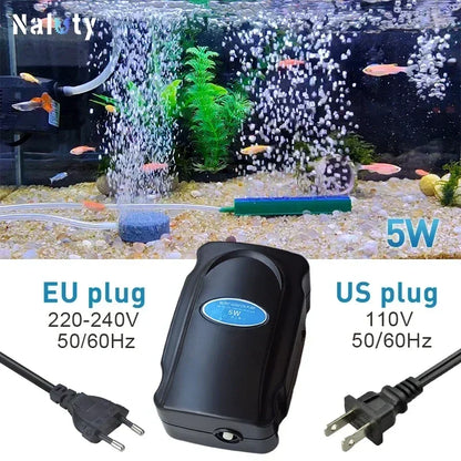 Fish Tank Bubble Pump – Silent 5W Aquarium Air Pump for Oxygenation