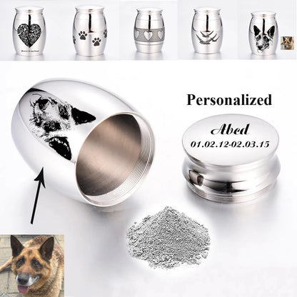 Stainless Steel Cremation Keepsake – Custom Memorial Container for Ashes & Hair