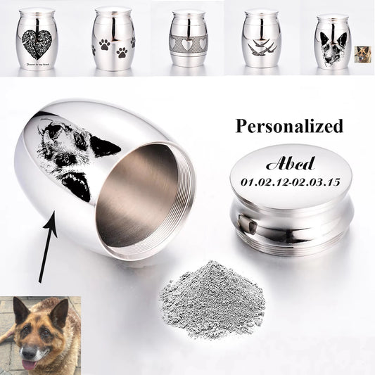 Stainless Steel Cremation Keepsake – Custom Memorial Container for Ashes & Hair