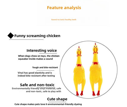 Rubber Screaming Chicken Dog Toy – Durable Squeaky Toy for Small & Large Dogs