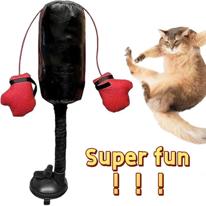 Indoor Cat Punching Bag – Interactive Boxing Toy with Dangling Gloves