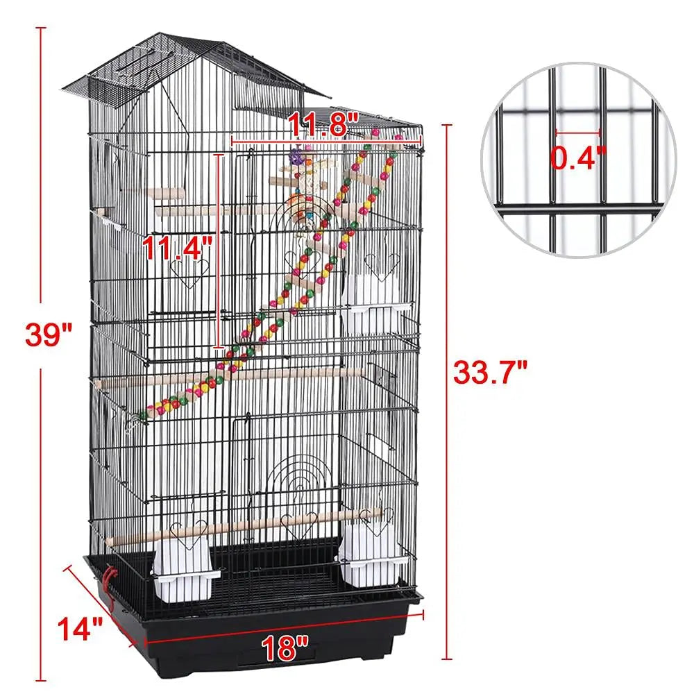 39" Parrot Cage – Spacious Flight Cage for Green Cheek Conures & Sun Parakeets