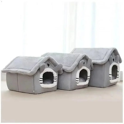 All-Season Dog House Bed – Indoor Warm Pet Tent with Removable Mat