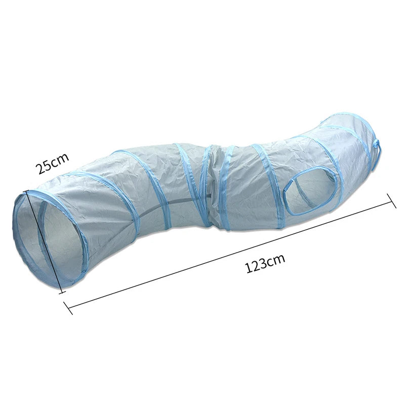 Gray 3-Way Cat Play Tunnel – Foldable Tunnel Toy for Indoor Cats & Kittens