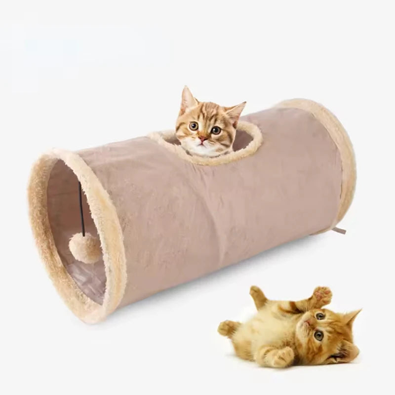 Pet Cat Plush Tunnel Foldable Suede Channel Toy for Self Entertainment and Relaxation Cat Toy Suitable for Cats to Play at Home