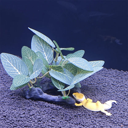 Fish Tank Artificial Plant – Tree Trunk Wood Decor with Underwater Grass